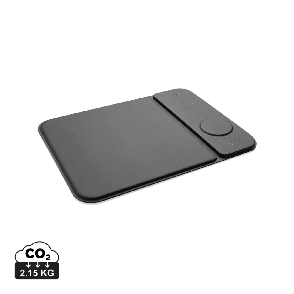 Logo trade promotional giveaway photo of: Swiss peak RCS recycled PU 15W 3 in 1 charging mousepad