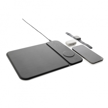 Logotrade promotional item picture of: Swiss peak RCS recycled PU 15W 3 in 1 charging mousepad