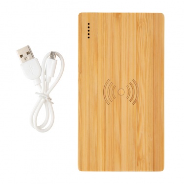 Logotrade advertising product picture of: Bamboo 4.000 mAh wireless 5W Powerbank