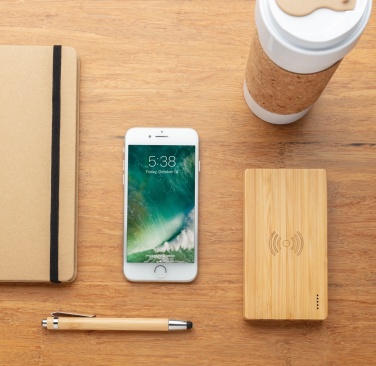 Logotrade advertising products photo of: Bamboo 4.000 mAh wireless 5W Powerbank