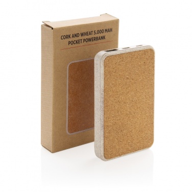 Logotrade corporate gifts photo of: Cork and Wheat 5.000 mAh pocket powerbank