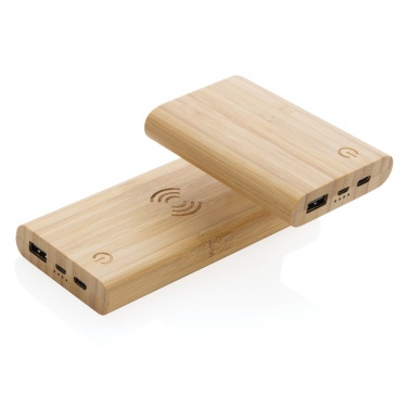 Logo trade promotional merchandise picture of: Bamboo 8.000 mAh 5W wireless powerbank