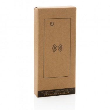 Logo trade corporate gifts picture of: Bamboo 8.000 mAh 5W wireless powerbank