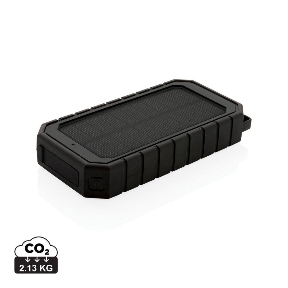 Logo trade promotional products image of: RCS recycled plastic Solar powerbank with 10W Wireless