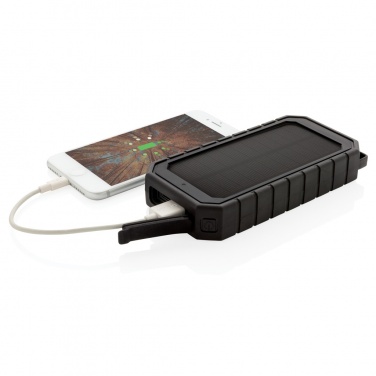 Logotrade promotional product image of: RCS recycled plastic Solar powerbank with 10W Wireless