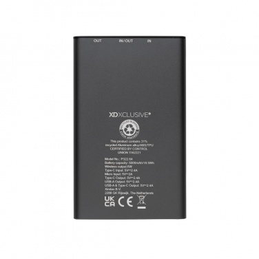 Logotrade business gift image of: Terra RCS recycled aluminium 5000 mAh powerbank 5W wireless