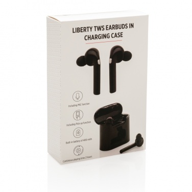 Logo trade corporate gifts image of: Liberty wireless earbuds in charging case
