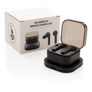 Logo trade promotional items image of: TWS earbuds in wireless charging case