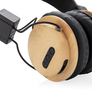 Logo trade promotional items image of: Bamboo wireless headphone