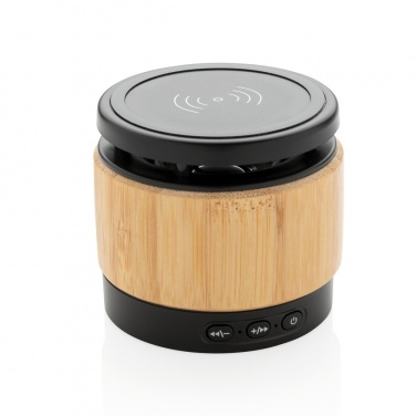 Logotrade corporate gift picture of: Bamboo wireless charger speaker