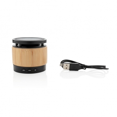 Logo trade promotional merchandise picture of: Bamboo wireless charger speaker