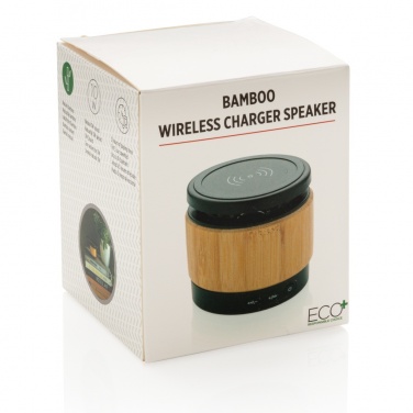 Logotrade corporate gift image of: Bamboo wireless charger speaker