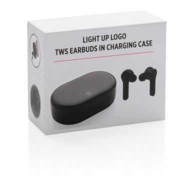 Logo trade advertising product photo of: Light up logo TWS earbuds in charging case