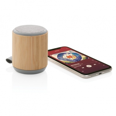 Logo trade promotional giveaways image of: Bamboo and fabric 3W wireless speaker