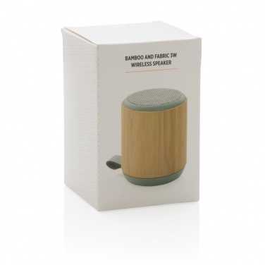 Logo trade promotional merchandise photo of: Bamboo and fabric 3W wireless speaker