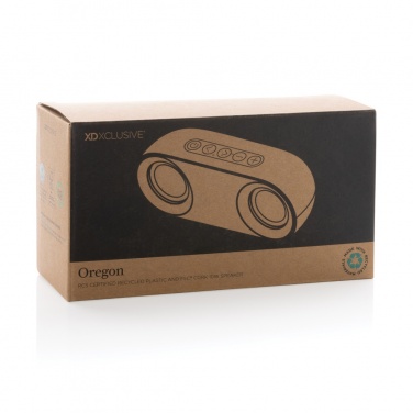 Logo trade promotional merchandise image of: Oregon RCS recycled plastic and cork 10W speaker