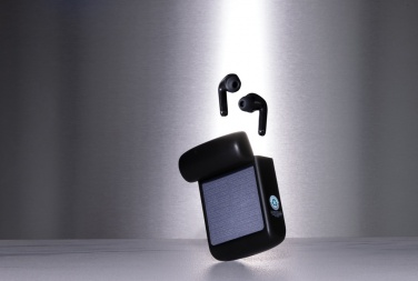 Logotrade corporate gift picture of: Skywave RCS recycled plastic solar earbuds