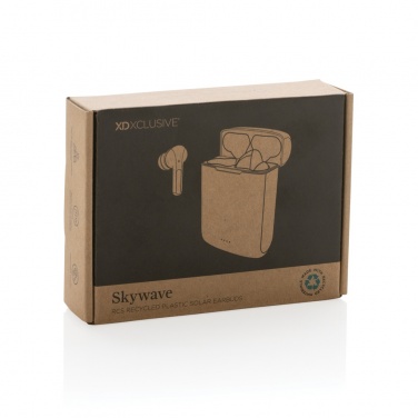 Logo trade advertising product photo of: Skywave RCS recycled plastic solar earbuds