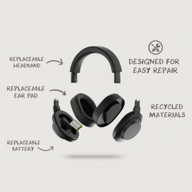 Logo trade business gift photo of: Irvine RCS recycled and repairable ANC wireless headphone
