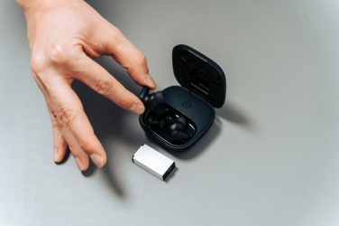 Logo trade corporate gifts image of: Lakewood RCS recycled and repairable wireless earbuds