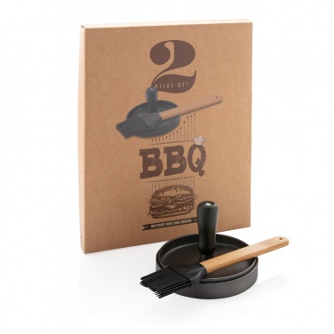 Logo trade promotional products picture of: BBQ set with hamburger press and brush