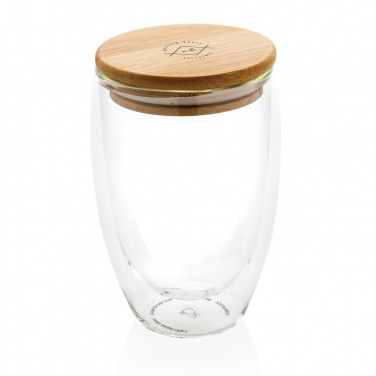 Logo trade promotional products picture of: Double wall borosilicate glass with bamboo lid 350ml