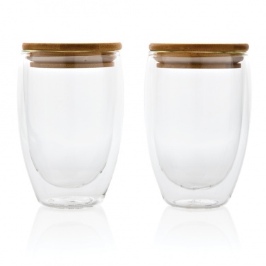 Logotrade promotional giveaways photo of: Double wall borosilicate glass with bamboo lid 350ml 2pc set