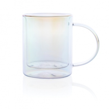 Logo trade business gifts image of: Deluxe double wall electroplated glass mug