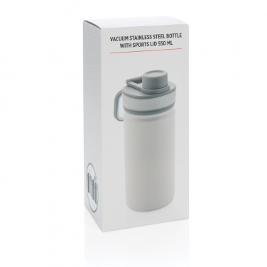 Logo trade advertising products image of: Vacuum stainless steel bottle with sports lid 550ml