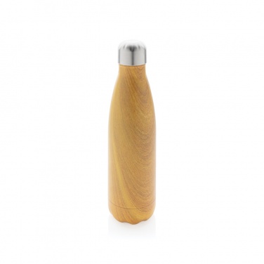 Logo trade promotional giveaways image of: Vacuum insulated stainless steel bottle with wood print