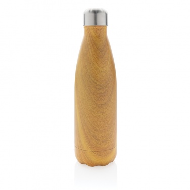 Logo trade promotional items image of: Vacuum insulated stainless steel bottle with wood print