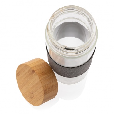 Logo trade promotional giveaways image of: Impact borosilicate glass bottle with bamboo lid