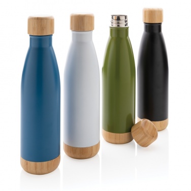Logo trade promotional item photo of: Vacuum stainless steel bottle with bamboo lid and bottom