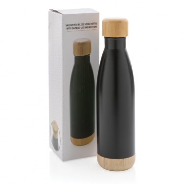 Logotrade promotional product image of: Vacuum stainless steel bottle with bamboo lid and bottom