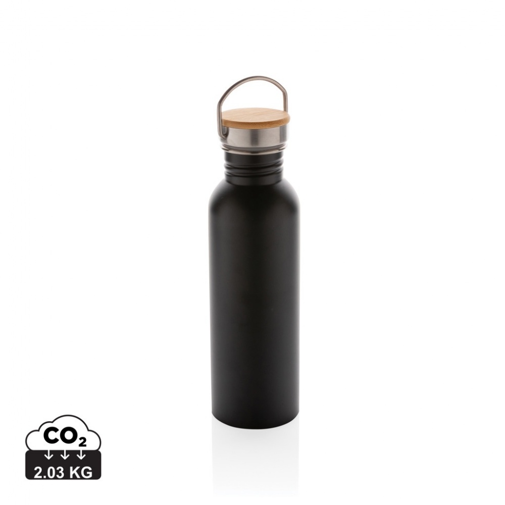 Logotrade promotional giveaway picture of: Modern stainless steel bottle with bamboo lid