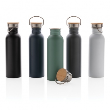 Logo trade advertising products image of: Modern stainless steel bottle with bamboo lid