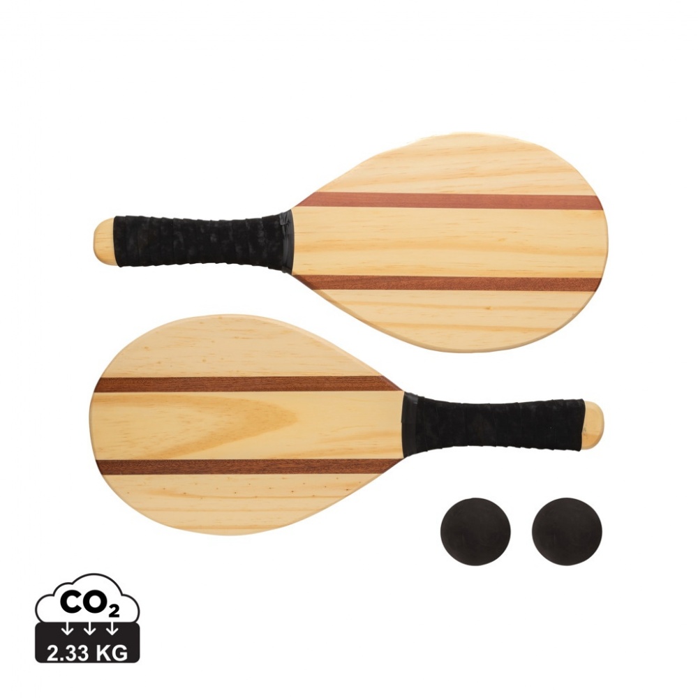 Logo trade promotional gifts image of: Wooden frescobol tennis set
