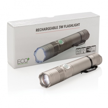 Logo trade advertising products picture of: Rechargeable 3W flashlight