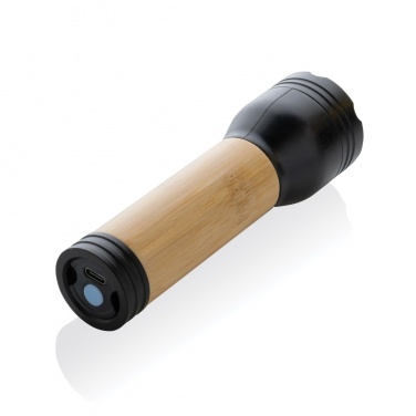 Logo trade promotional gift photo of: Lucid 3W RCS certified recycled plastic & bamboo torch