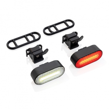 Logo trade promotional item photo of: Lumino RCS recycled plastic USB re-chargeable bike light set