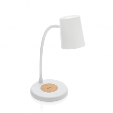 Logo trade promotional items image of: Zenara RCS recycled plastic and cork 15W wireless desk lamp