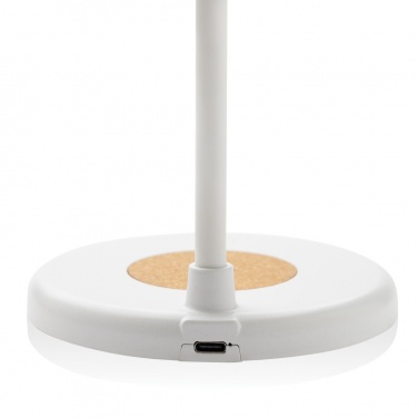Logo trade promotional merchandise image of: Zenara RCS recycled plastic and cork 15W wireless desk lamp