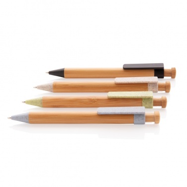 Logo trade promotional giveaways picture of: Bamboo pen with wheatstraw clip