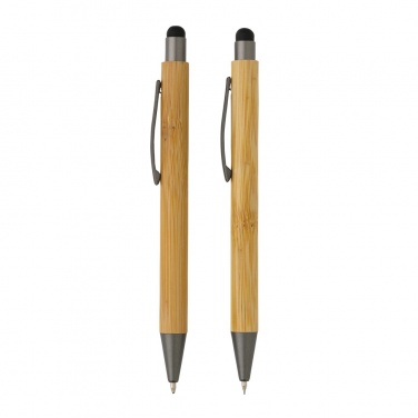 Logo trade corporate gifts image of: Bamboo modern pen set in box