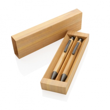Logotrade promotional products photo of: Bamboo modern pen set in box