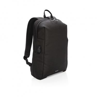 Logo trade promotional merchandise picture of: Swiss Peak AWARE™ RFID and USB A laptop backpack