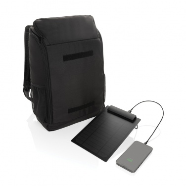 Logo trade promotional items image of: Pedro AWARE™ RPET deluxe backpack with 5W solar panel