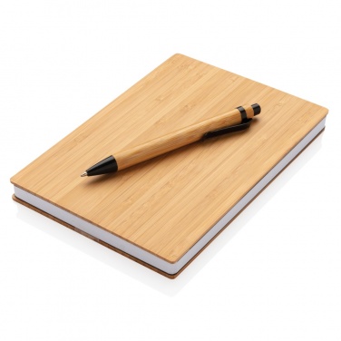 Logo trade promotional gifts image of: A5 Bamboo notebook & pen set