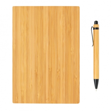 Logo trade promotional gifts picture of: A5 Bamboo notebook & pen set