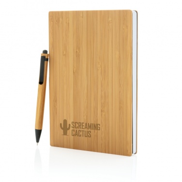 Logotrade corporate gift picture of: A5 Bamboo notebook & pen set